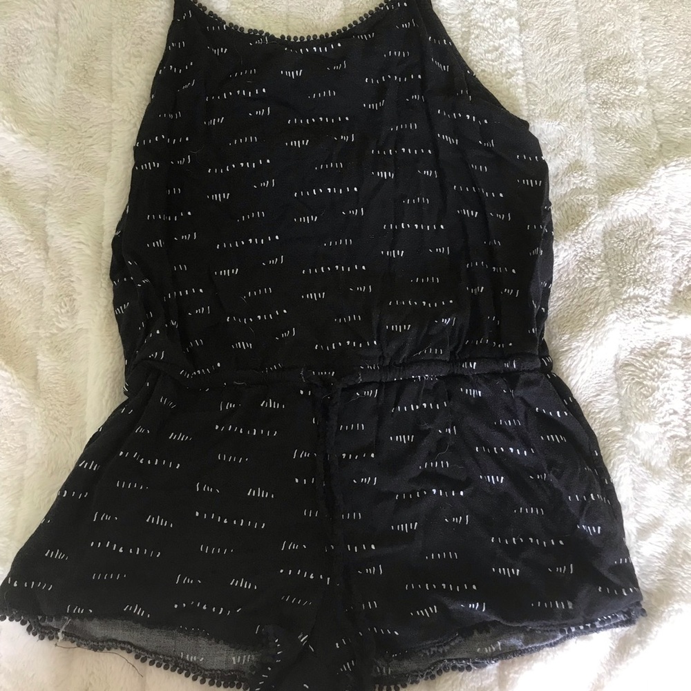 Black with white detail cloth romper